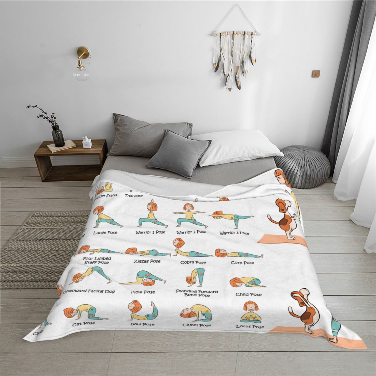 Girl Blanket Yoga Poses Theme