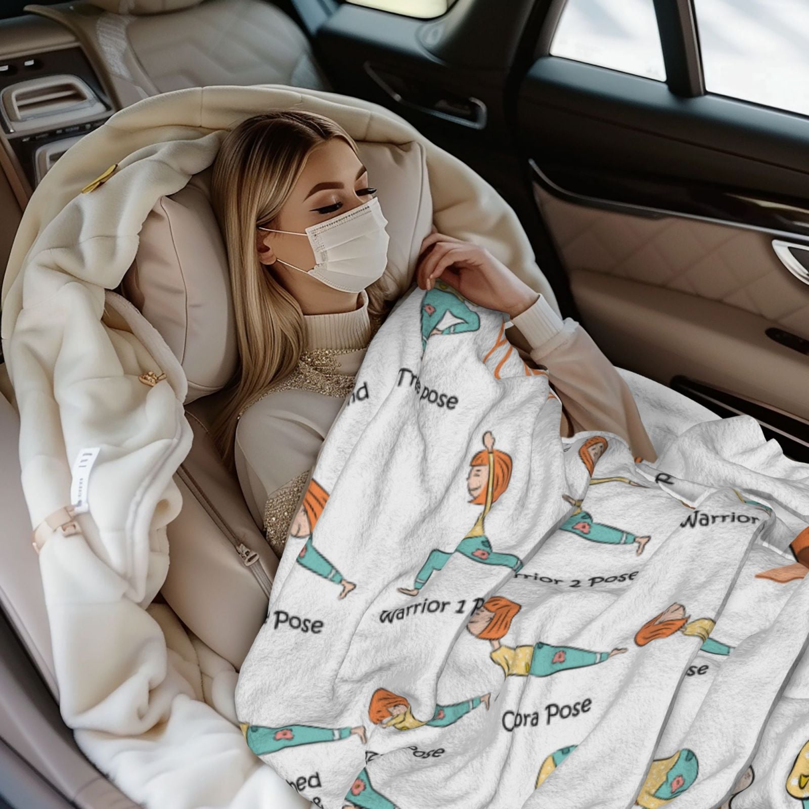 Girl Blanket Yoga Poses Theme
