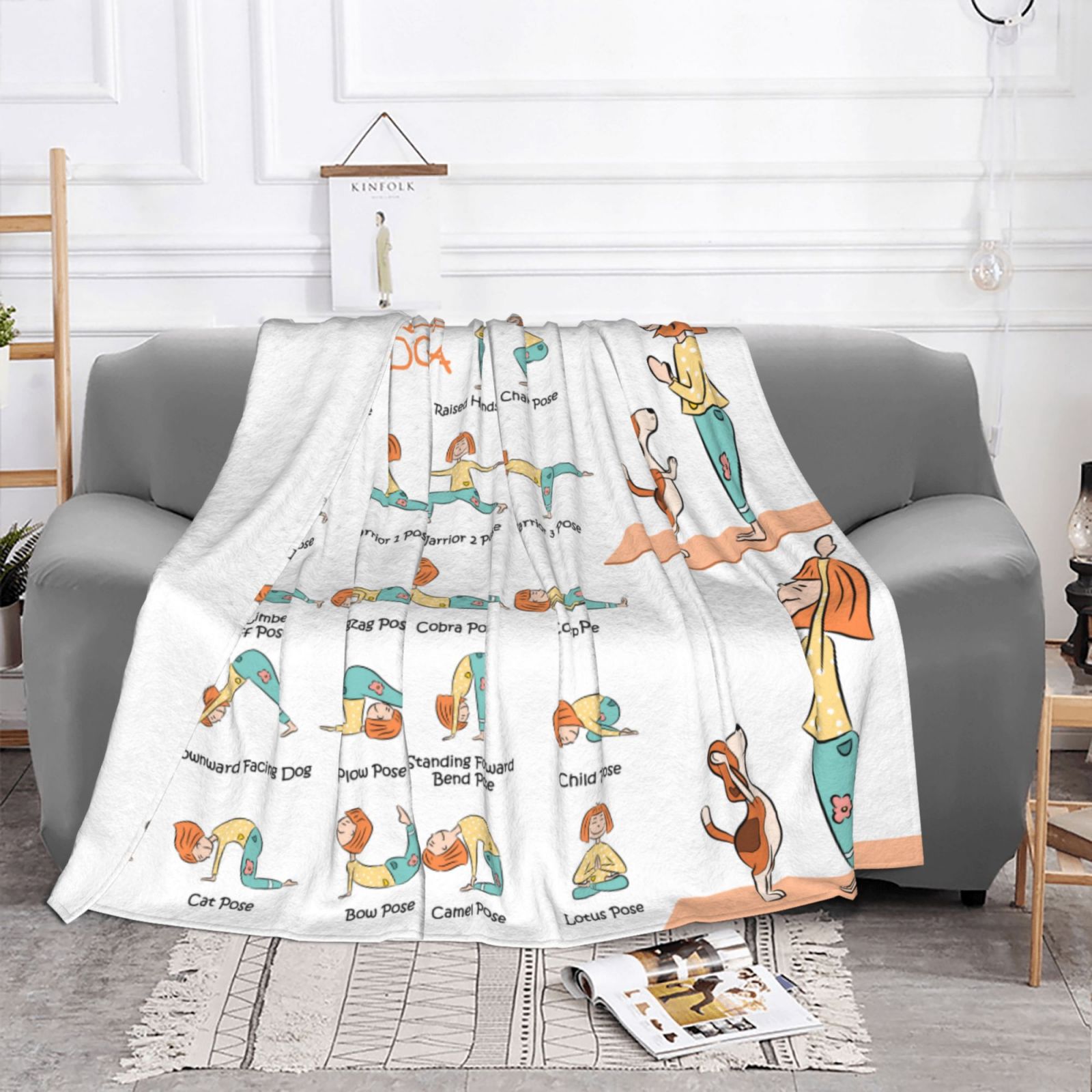 Girl Blanket Yoga Poses Theme
