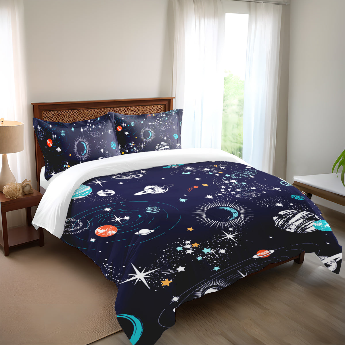 Galaxy Space Comforters Sets Universe Adventure Stars Printed Bedding