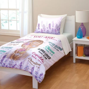 Pretty Blonde Girls Purple Comforter Sets