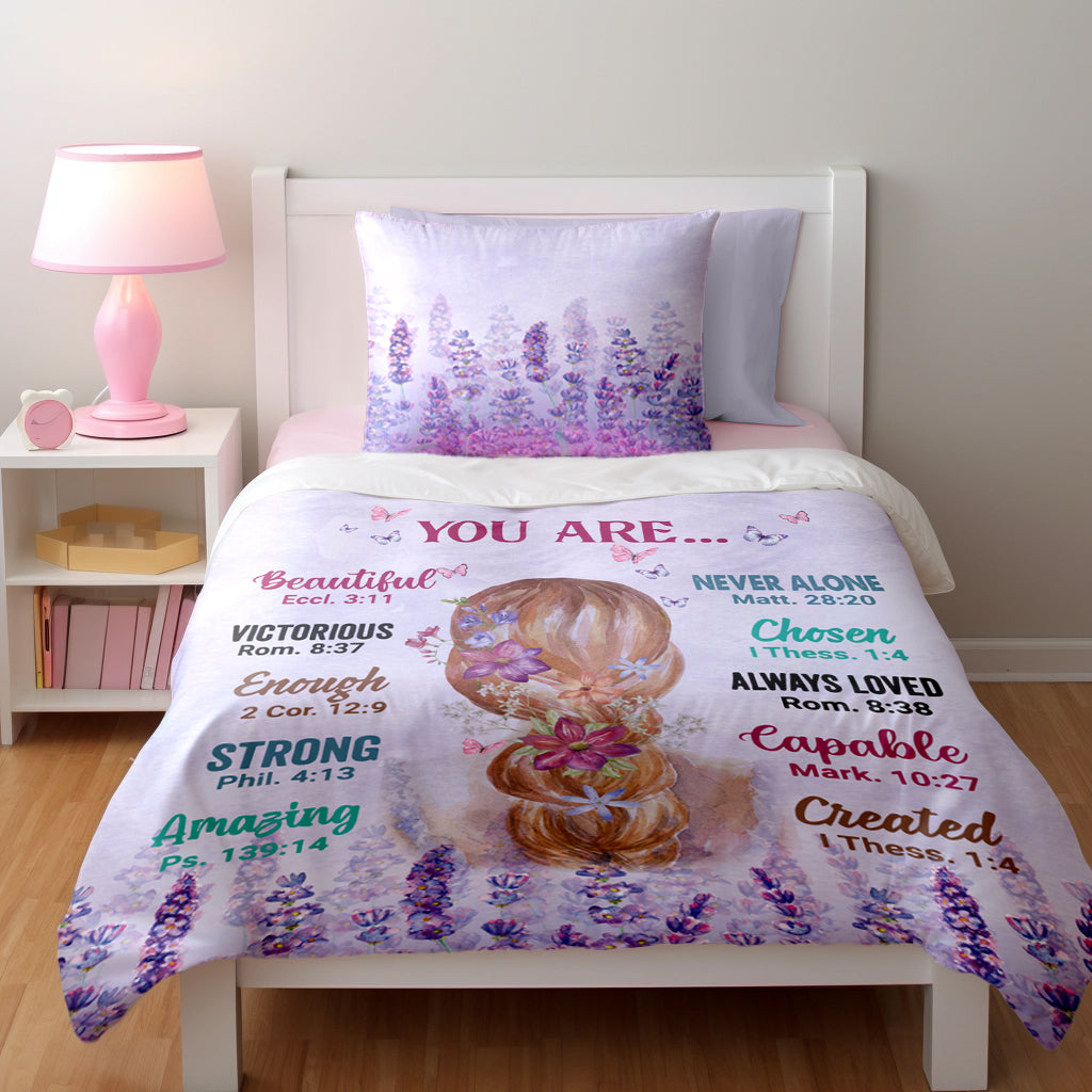 Pretty Blonde Girls Purple Comforter Sets