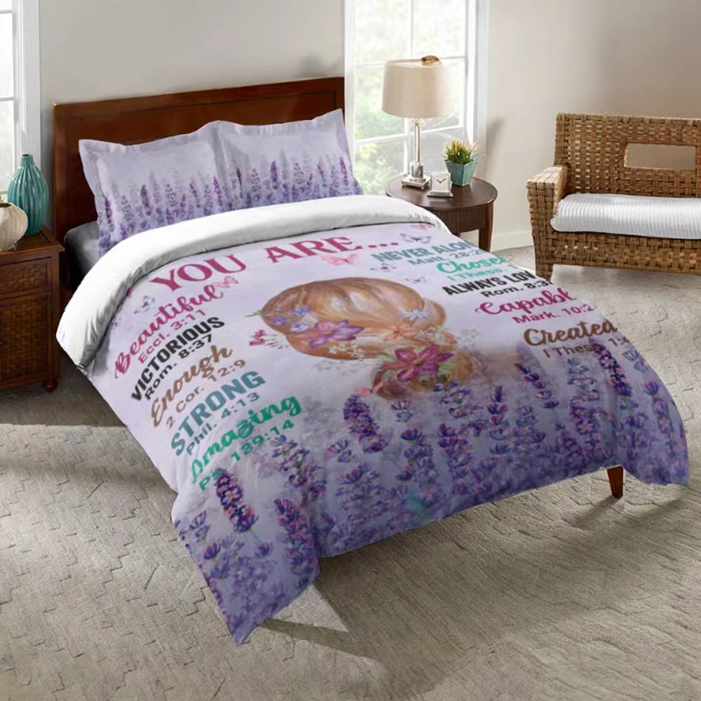 Pretty Blonde Girls Purple Comforter Sets