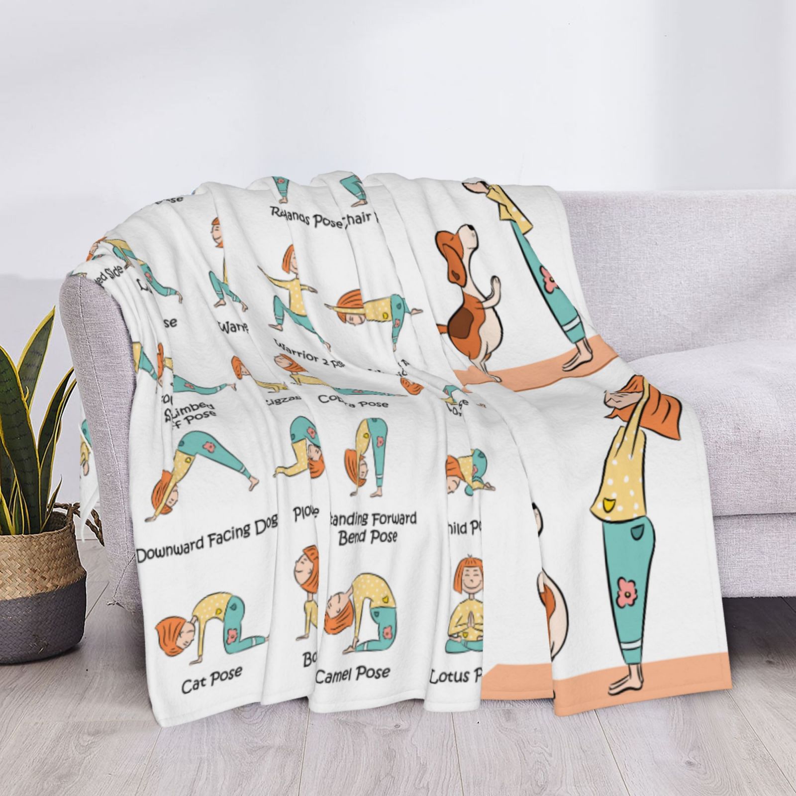 Girl Blanket Yoga Poses Theme