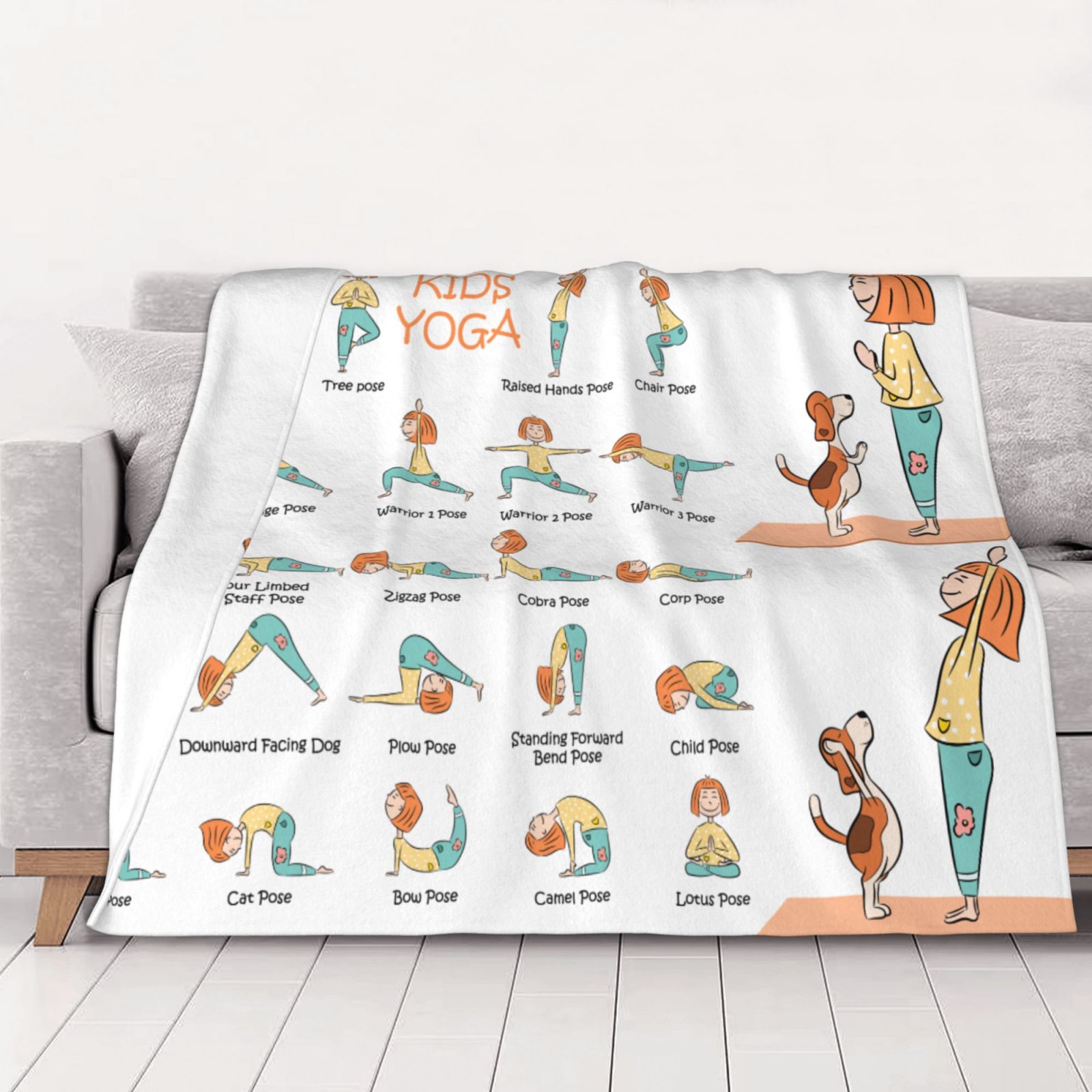 Girl Blanket Yoga Poses Theme