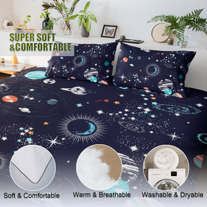 Galaxy Space Comforters Sets Universe Adventure Stars Printed Bedding