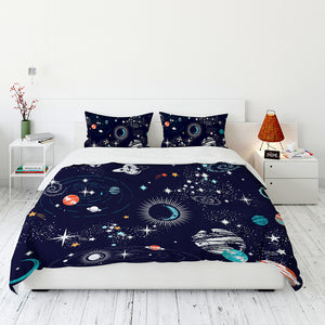 Galaxy Space Comforters Sets Universe Adventure Stars Printed Bedding