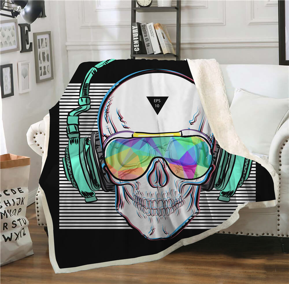 Music Skeleton Skull Sherpa blanket Giftable