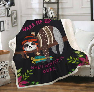 Sloth with Flower Sherpa Blanket Giftable