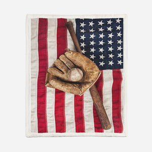 American Flag Baseball Throw Blankets