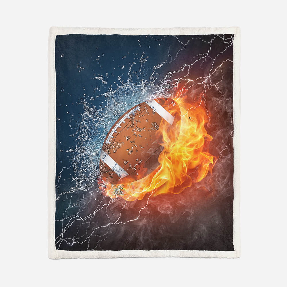 American Football with Fire Sherpa blanket Giftable