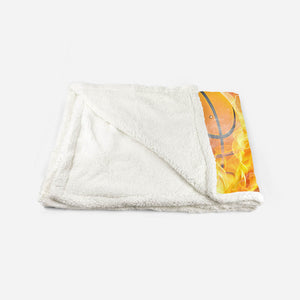 Basketball with Fire Sherpa blanket Giftable