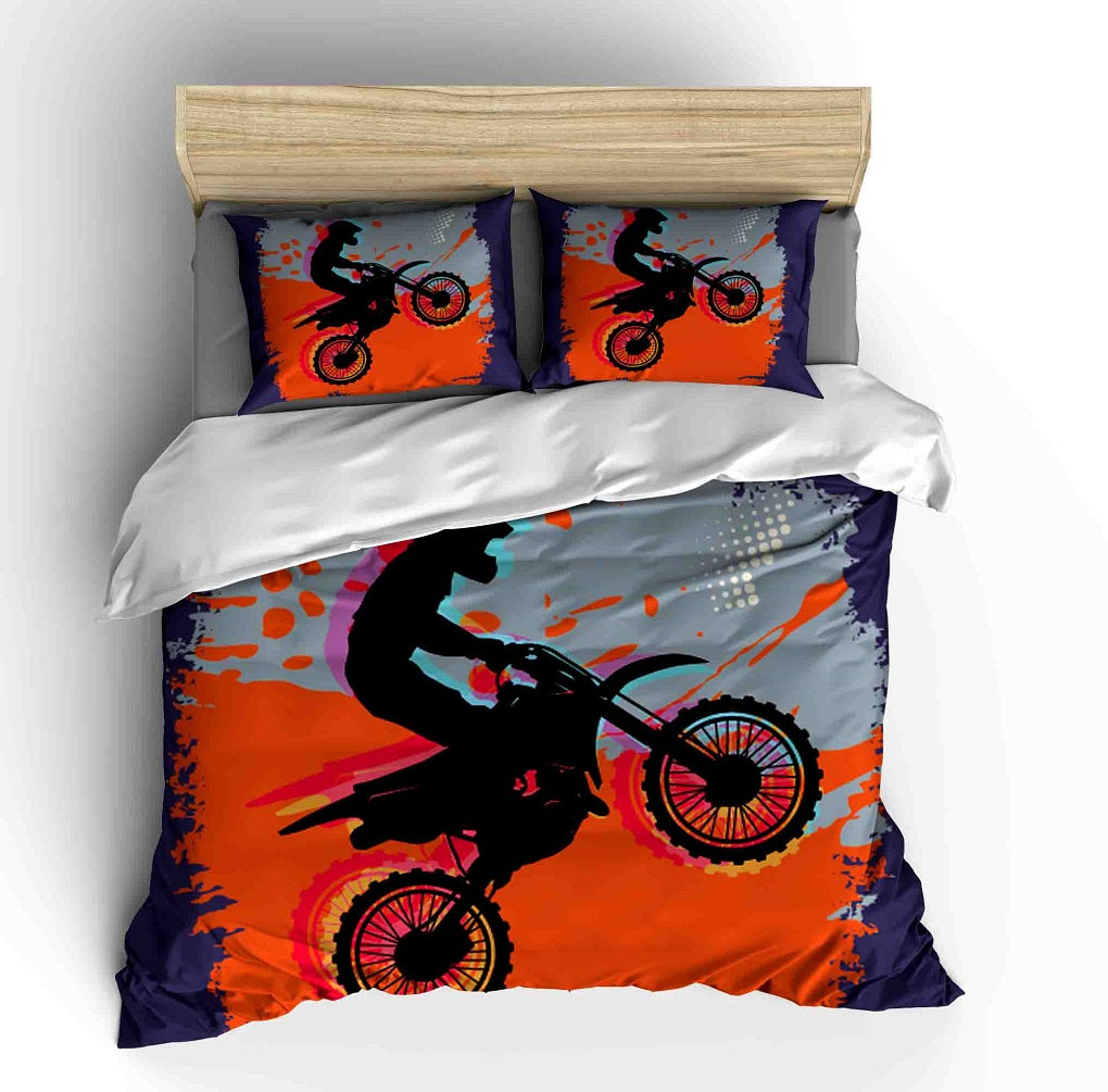 Dirt Bike Motocross Duvet Cover Set for Boys Decorative bedding