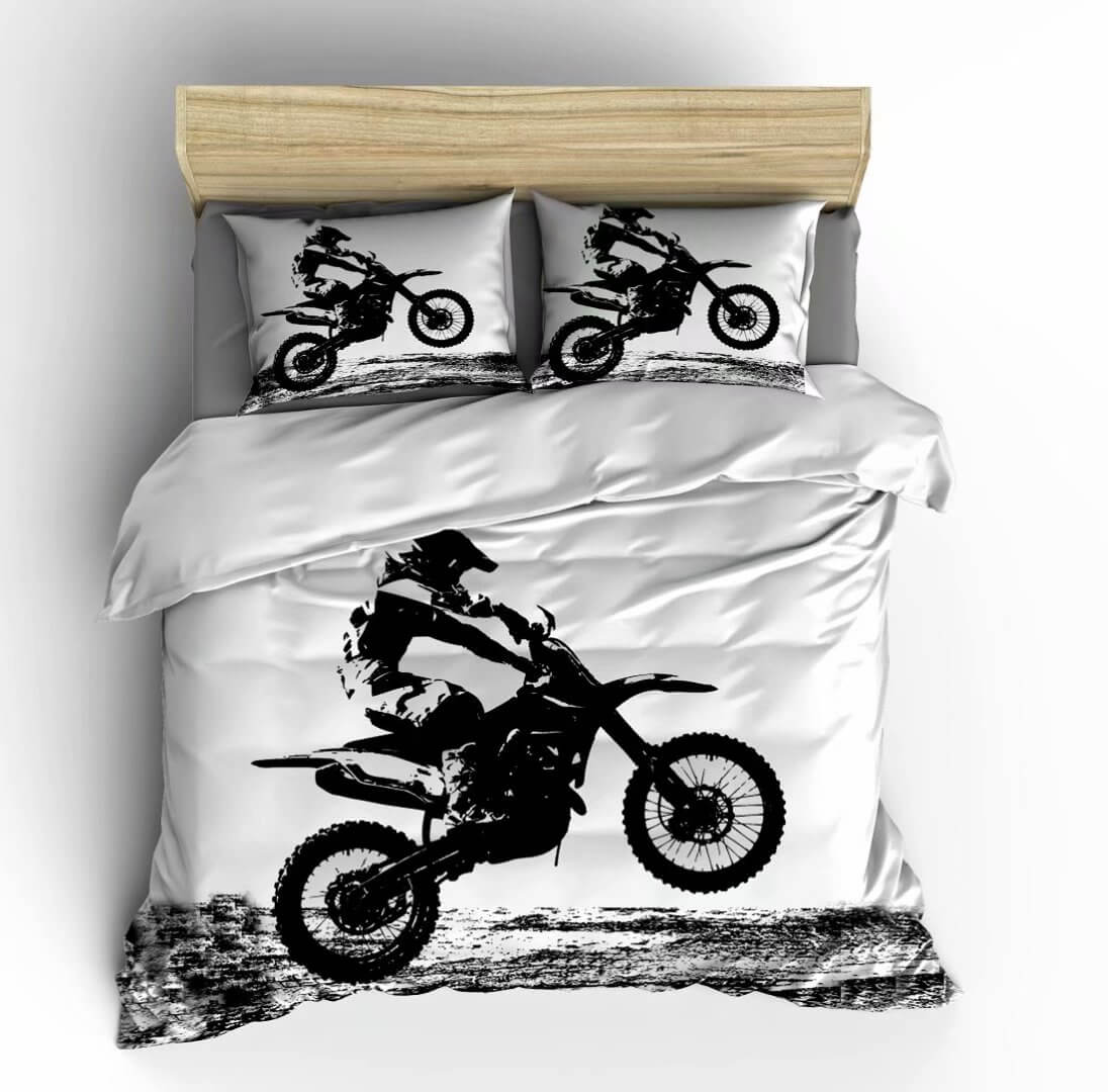 Motocross Dirt Bike Duvet Cover Set for Boys