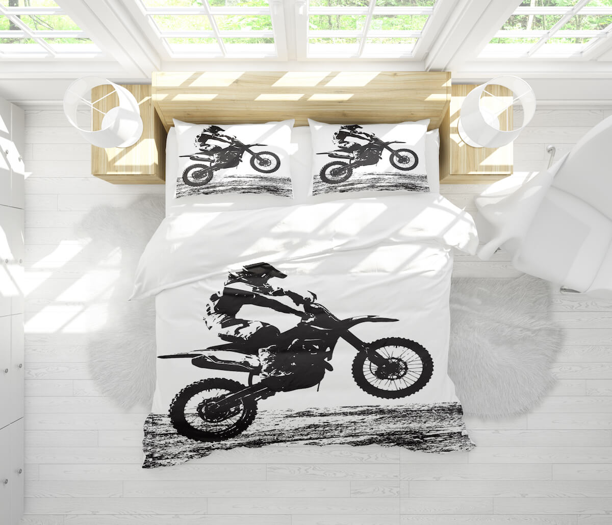 Motocross Dirt Bike Duvet Cover Set for Boys