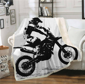 Motocross Dirt Bike Sherpa blanket Giftable