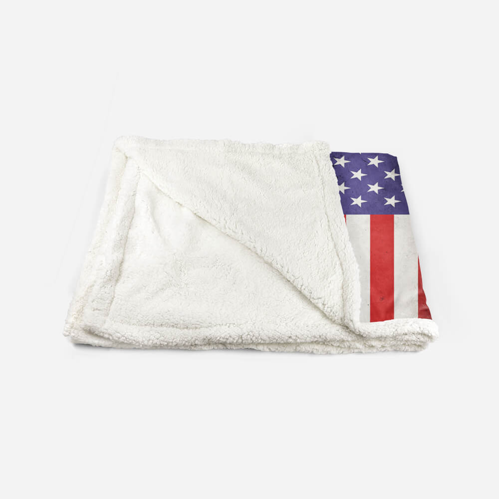 USA Flag Rockey Player Sherpa Blanket Giftable