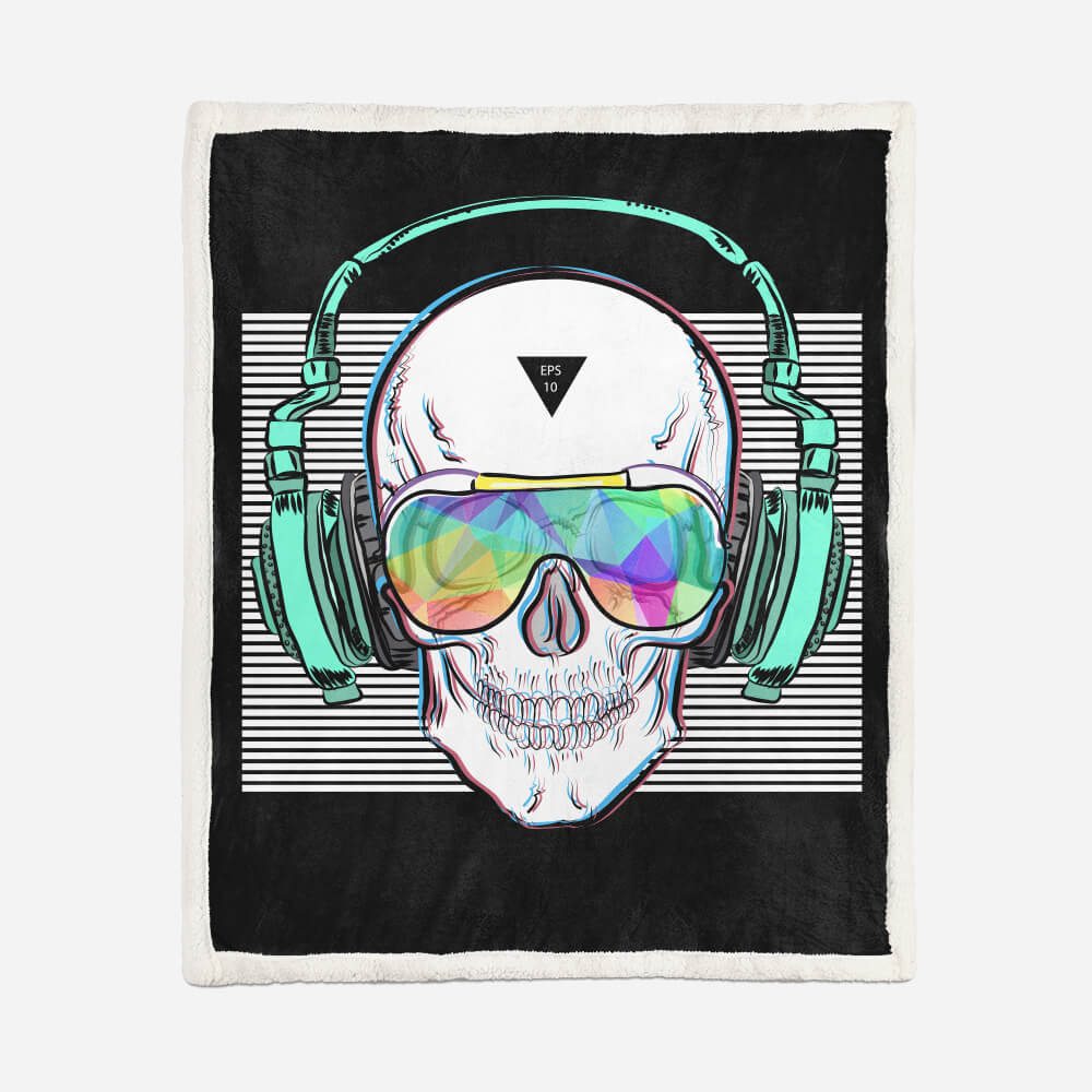 Music Skeleton Skull Sherpa blanket Giftable