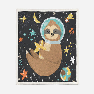 Sloth Space Sherpa Blanket Giftable